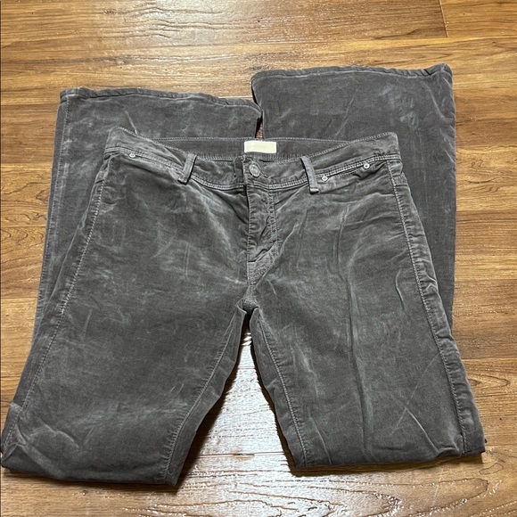 MOTHER Taupe velvet curfew pants